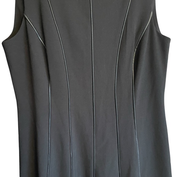 CALVIN KLEIN Black Sleeveless Dress with Faux Leather Trim-Size 10 - Picture 2 of 12